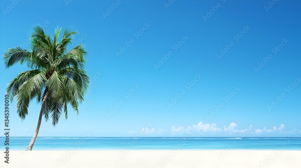 Tropical Beach Scene With Palm Tree Tropical Beach Scene With Palm Tree