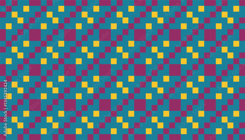 Fototapeta premium Abstract repeating pattern with dynamic combination of blue, yellow and purple. This design gives energetic and harmonious impression, suitable for textile, digital background or decorative elements