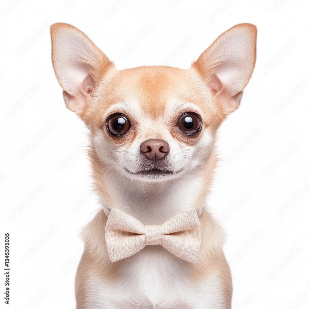 Obraz premium chihuahua with big eyes wearing tiny bowtie, looking adorable