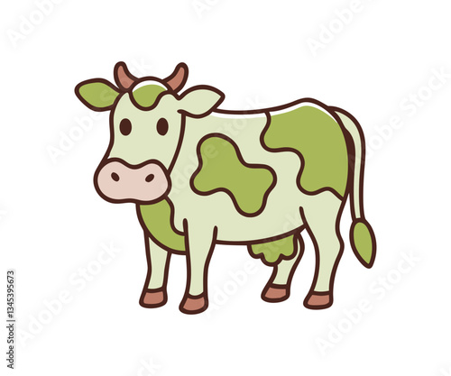 Cute cow cartoon kawaii flat design vector illustration	
