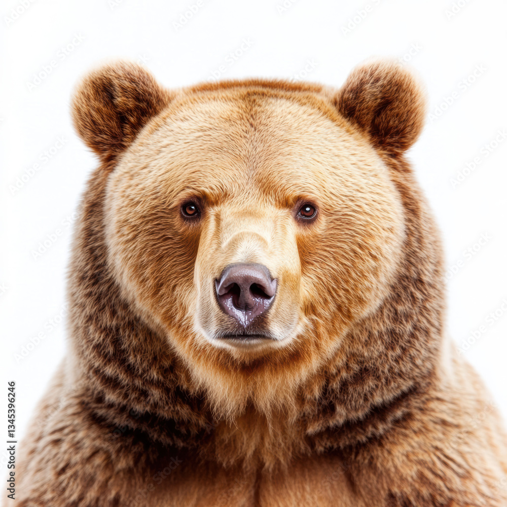 Obraz premium bear with thick fur stands against white background