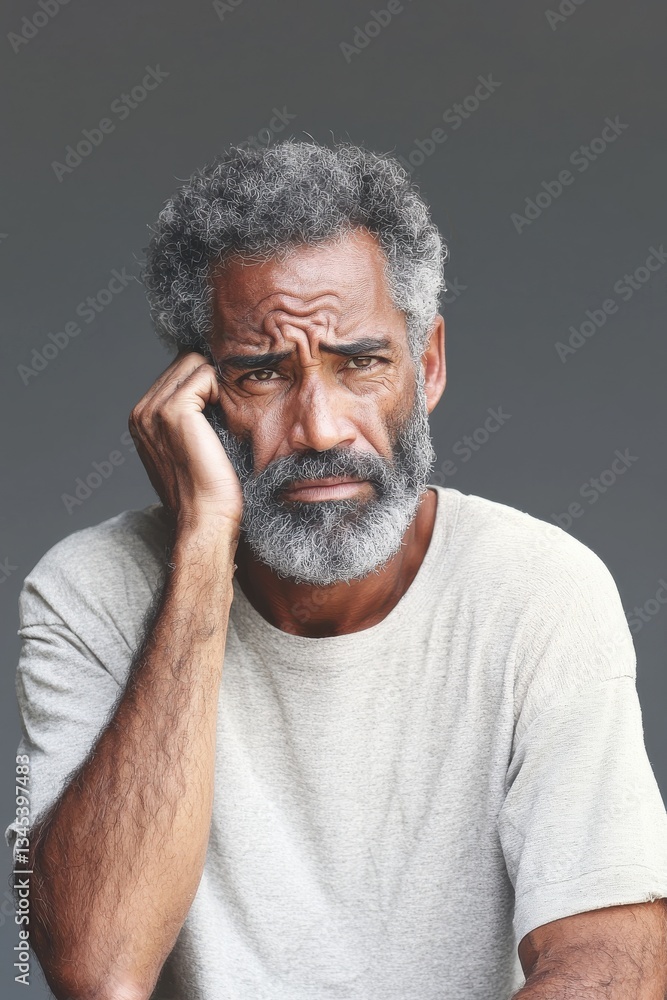 Fototapeta premium Australian Indigenous experiencing medical pain, depicting real emotion and struggle.