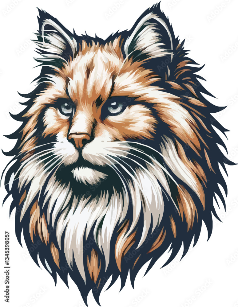 Fototapeta premium Hand drawn cartoon Cat, vector vintage illustration on transparant background