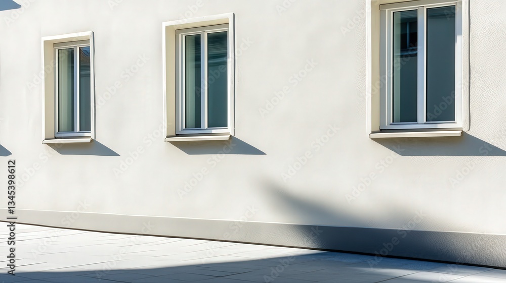 Fototapeta premium Modern Building Exterior with Three Rectangular Windows