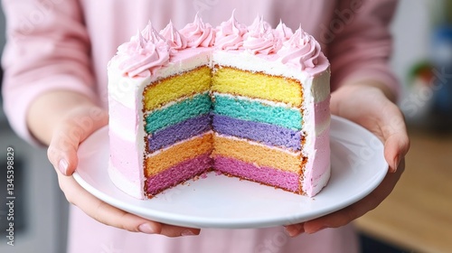 Colorful Homemade Cake in Cheerful Kitchen Setting