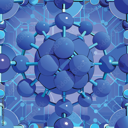 Three-Dimensional Blue Molecule with Gradient Background