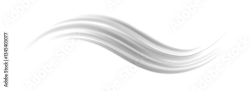 Grey wind lines element. Light gray curve speed effect. Air stream flow wavy motion trace. Swoosh and swirl stripes path design illustration. Wind blow wave concept. Vector gris swoosh background