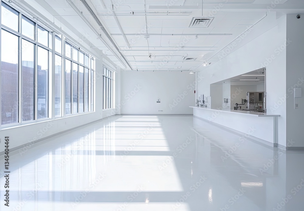 Modern, bright open-plan space with large windows Modern, bright open-plan space with large windows