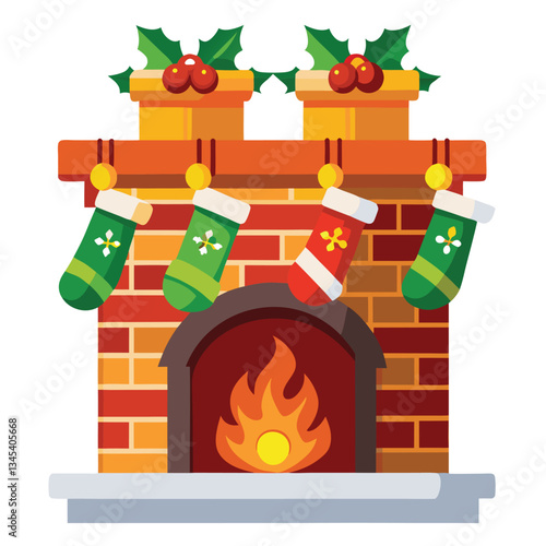 Cozy Christmas Fireside Ambiance with Hanging Stocking