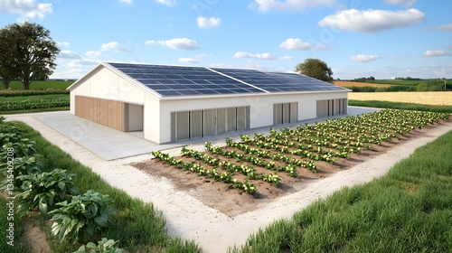 Futuristic bioenergy power plant converting organic waste into clean renewable electricity using advanced solar technology and sustainable energy production methods  This high tech photo