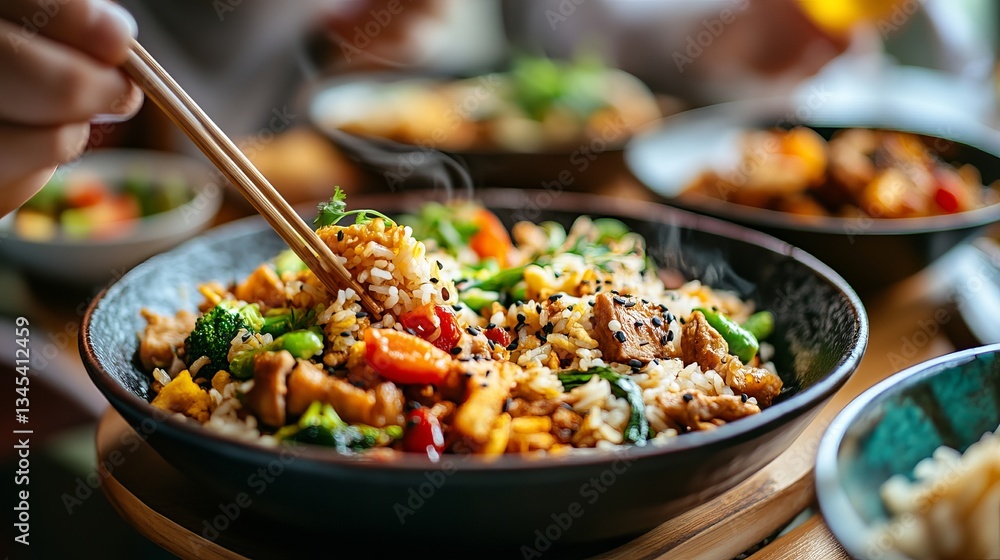 Colorful asian fried rice with vegetables – healthy chinese dinner meal Colorful asian fried rice with vegetables – healthy chinese dinner meal