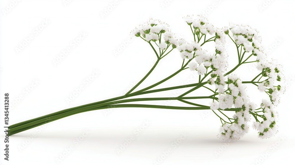 Fototapeta premium Delicate White Flowers on Green Stems with Graceful Arrangement for Nature Photography