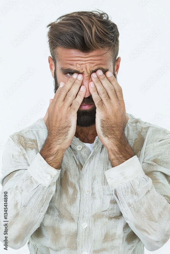 Middle Eastern experiencing pain expression, depicting real emotion and struggle. Middle Eastern experiencing pain expression, depicting real emotion and struggle.