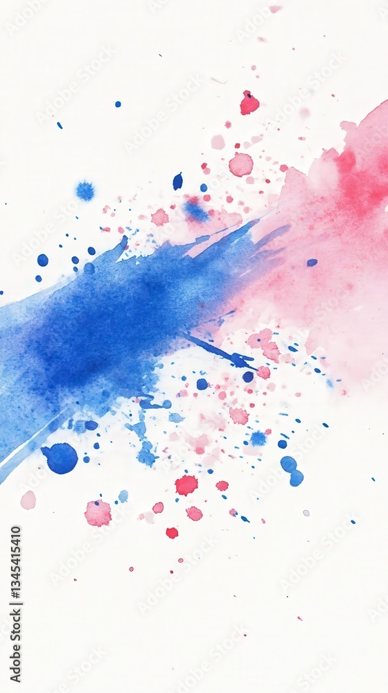 Fototapeta premium Abstract Blue and Pink Watercolor Splashes