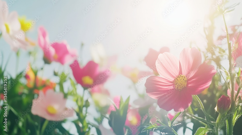 Vibrant Flowers in a Sunny Garden Atmosphere Vibrant Flowers in a Sunny Garden Atmosphere