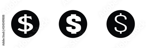 American dollar currency or dollar symbol flat icon for apps and websites on white background.