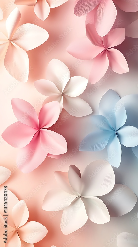 A soft, colorful arrangement of paper-like flowers in pastel shades, creating a serene backdrop. A soft, colorful arrangement of paper-like flowers in pastel shades, creating a serene backdrop.