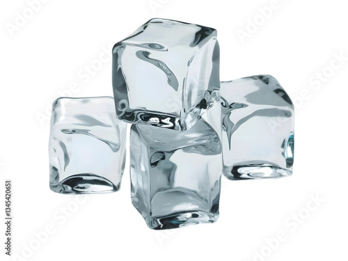Realistic Frozen Ice Cubes on Transparent Background
