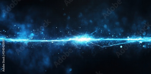 Abstract blue energy line on dark background.