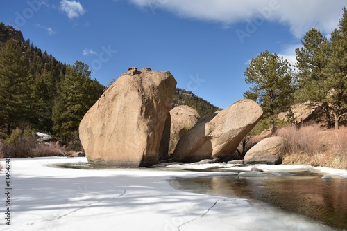 Large boulders at riverside Colorado