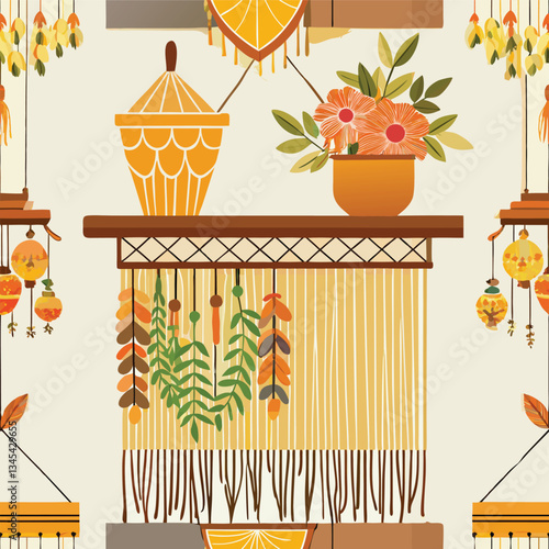 Rustic Handcrafted Wall Decor: Shelf and Hanger for Home Greenery