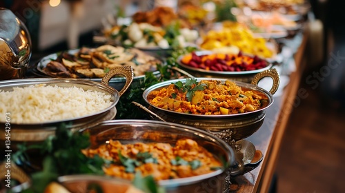 Wallpaper Mural Indian wedding buffet with traditional food dishes and colorful decor Torontodigital.ca