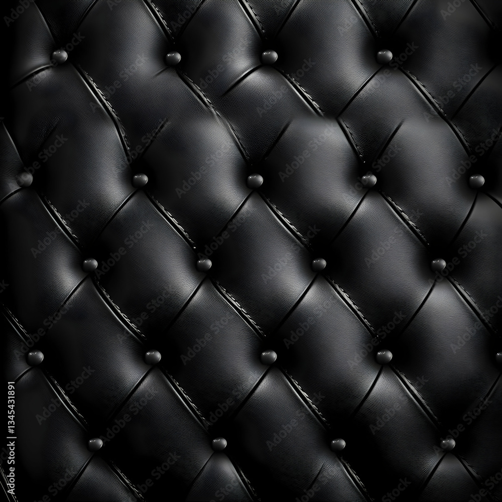 Naklejka premium Textured Black Upholstery with Quilted Pattern and Subtle Gloss Finish Design Features For Furniture Style with Interior Design Inspiration for home decor and modern luxury living