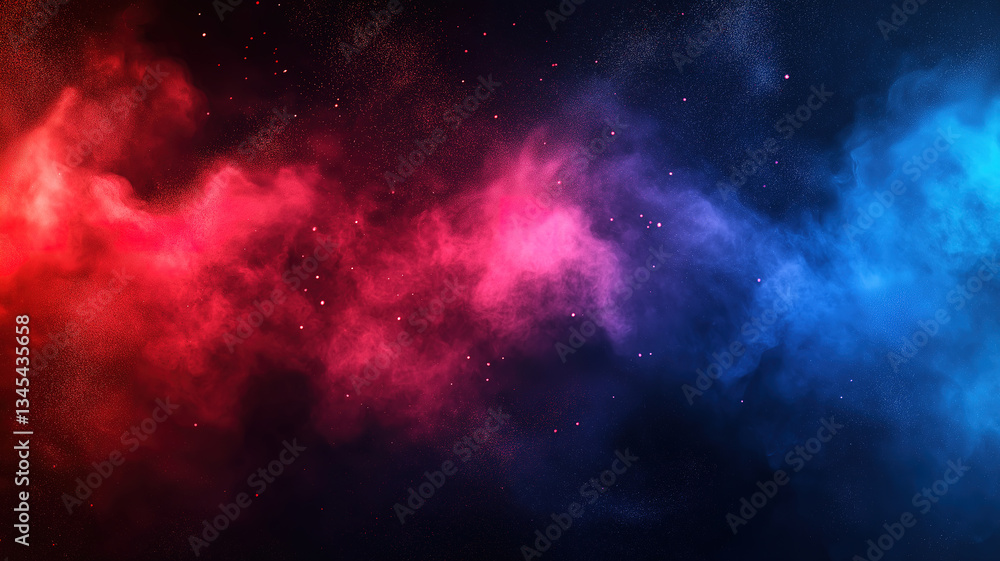 Fototapeta premium Red, white, and blue dust explosion creating a patriotic splash on dark background