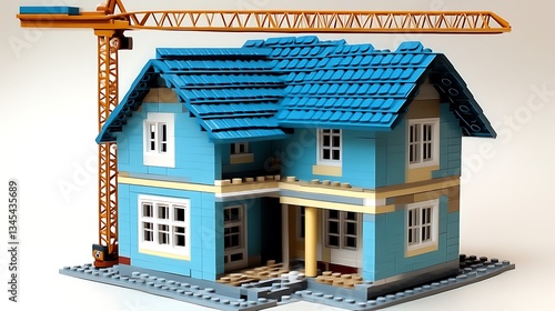 Crane Building Blue House Model.