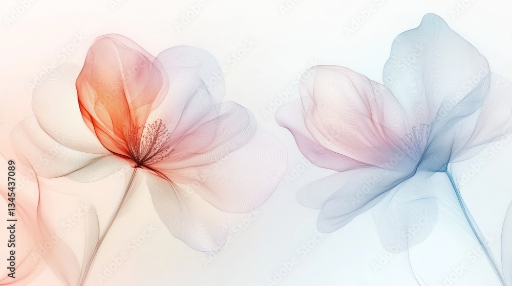 Abstract translucent flowers, soft pastel colors, elegant design for wallpaper or greeting card Abstract translucent flowers, soft pastel colors, elegant design for wallpaper or greeting card