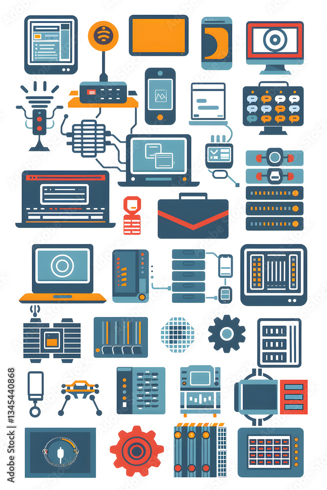 Minimalistic Vector Icons of Technological Devices and Symbols for Digital Interfaces Minimalistic Vector Icons of Technological Devices and Symbols for Digital Interfaces