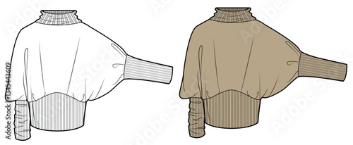 Women Bat Wing, production drawing, technical drawing / flat sketch /CAD / ADOBE Illustrator vector digital download