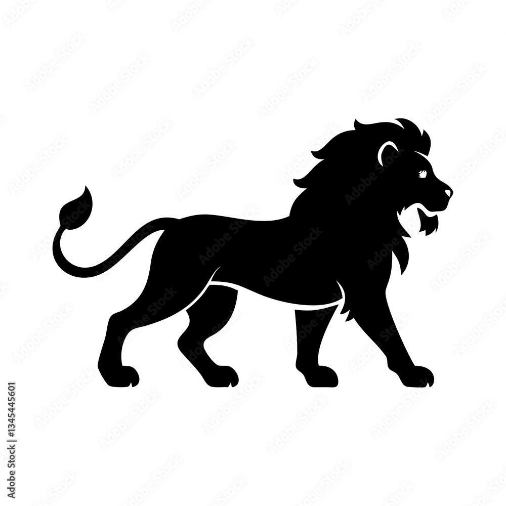 Fototapeta premium vector illustration of black lion icon in white backgrourd