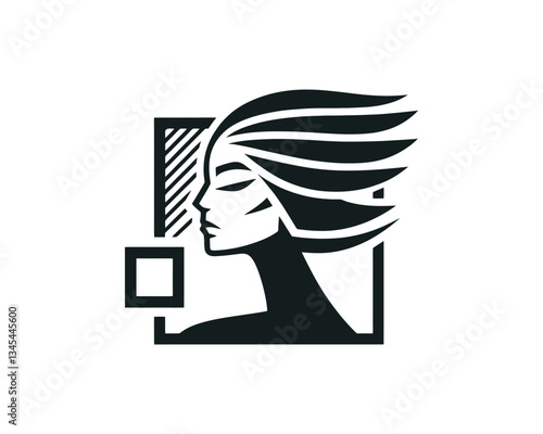 Beautiful Fashion girl vector icon illustration. Women's logo design concept for fashion, massage, magazines, cosmetics, and beauty salons.