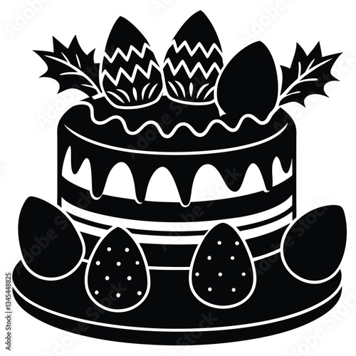 easter cake with eggs silhouette
