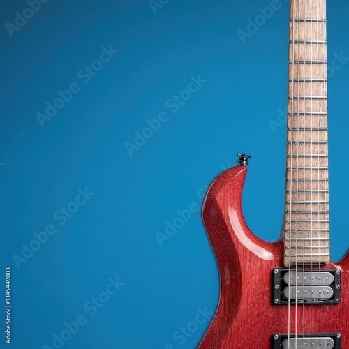 Striking red electric guitar displayed on a plain background emphasizing its bold color and design