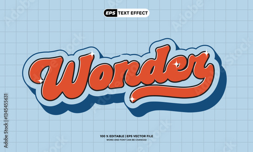 3D Text Effect Editable Retro Vector Style