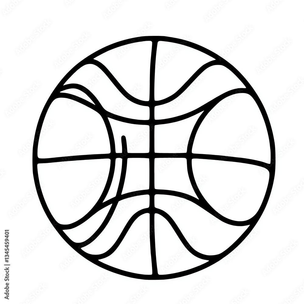 Naklejka premium Dynamic Basketball Vector Illustration – Monochrome Sports Icon with Ball and Court Lines for Competitive Youth Fitness