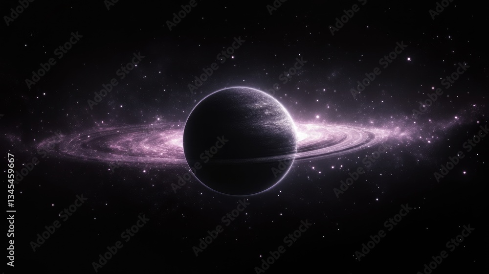 Fototapeta premium Cosmic planet with ethereal rings