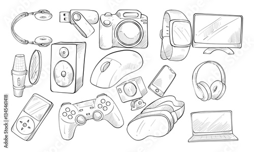 technological devices handdrawn collection
