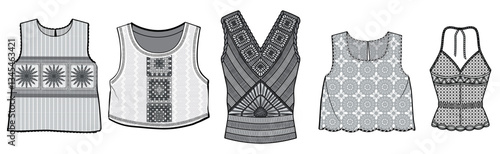 Women Crochet Tank, production drawing, technical drawing / flat sketch /CAD / ADOBE Illustrator vector digital download