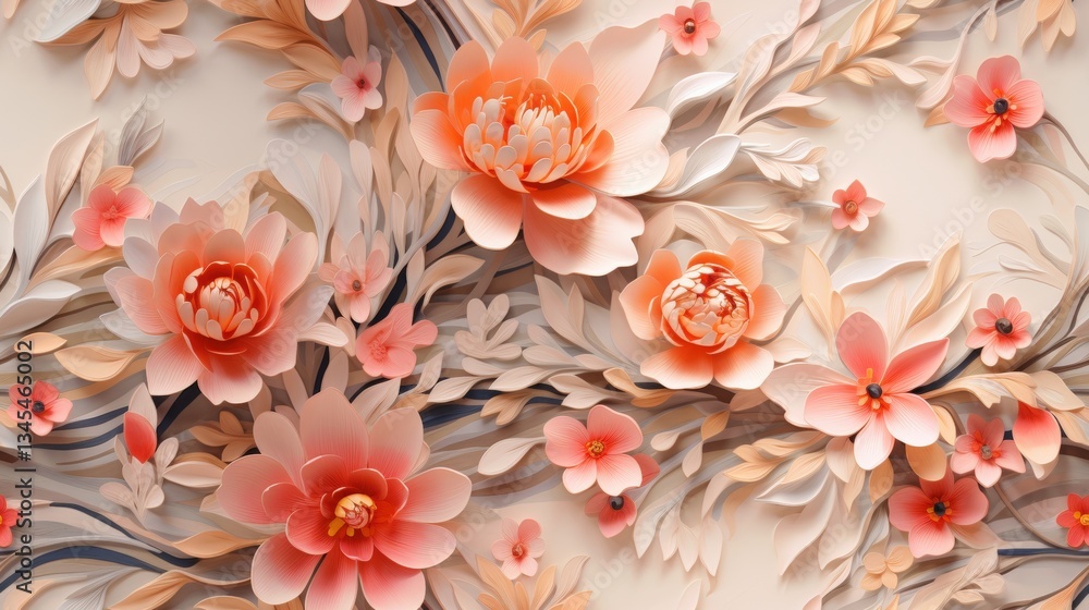 Pink and orange paper flowers creating a beautiful floral background for mother's day Pink and orange paper flowers creating a beautiful floral background for mother's day