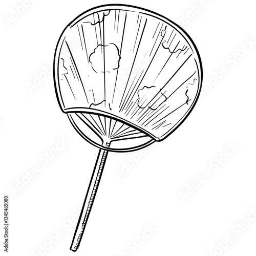 Japanese hand fan handdrawn illustration