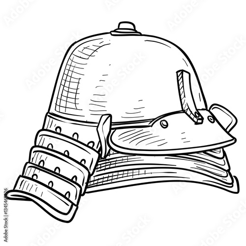 samurai helmet handdrawn illustration