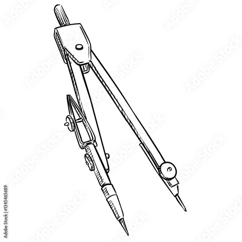 drawing compasses handdrawn illustration