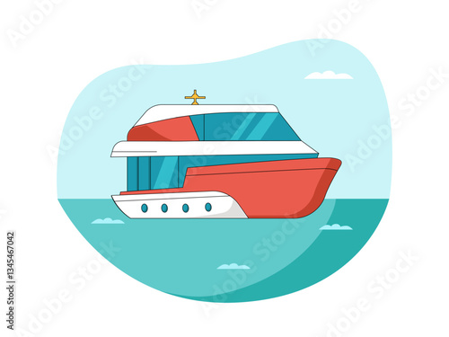 Yacht in ocean illustration. Yacht illustration. Flat vector illustration concept.