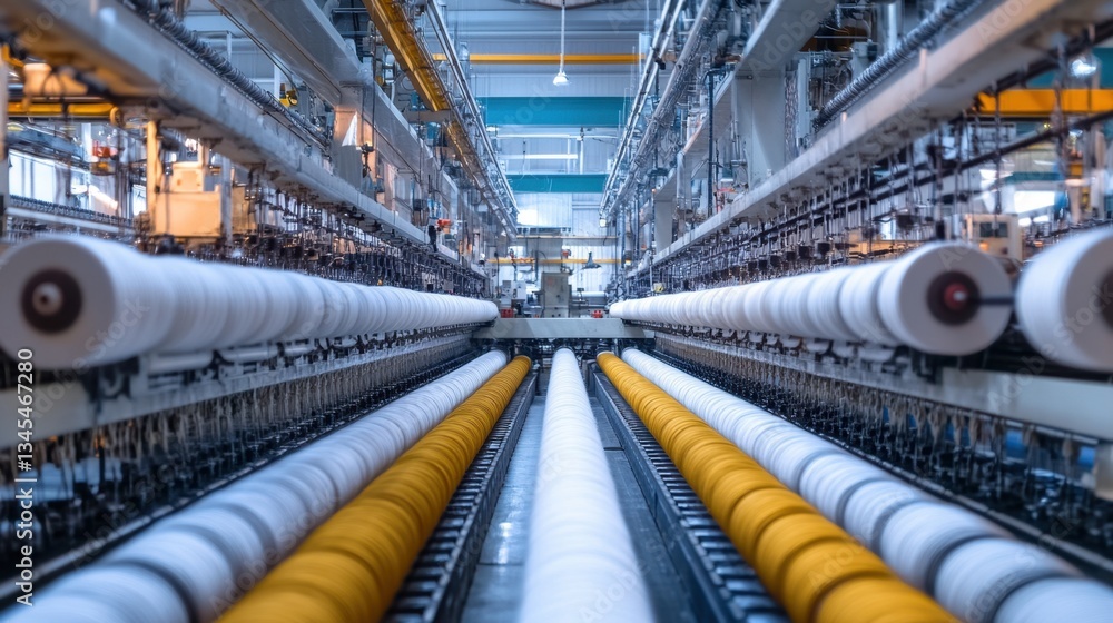Automated Textile Production Line in Modern Factory Automated Textile Production Line in Modern Factory