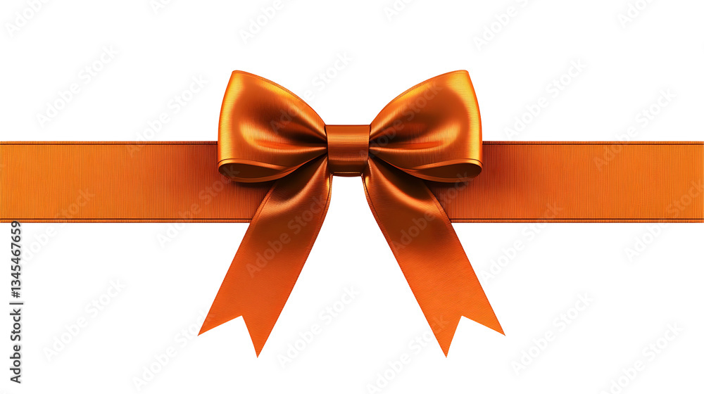 Fototapeta premium 3D Render of an Orange Ribbon and Bow Decoration Isolated on Transparent Background for Festive Celebration and Gift Wrapping