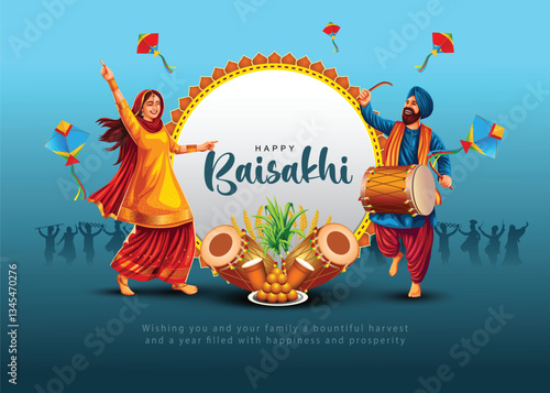 Happy Baisakhi festival of Punjab India background. abstract vector illustration banner design