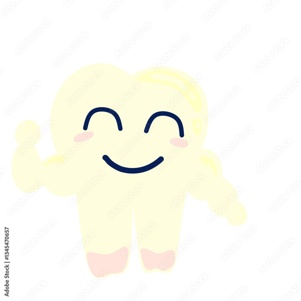 Fototapeta premium Strong muscular teeth character cartoon illustration